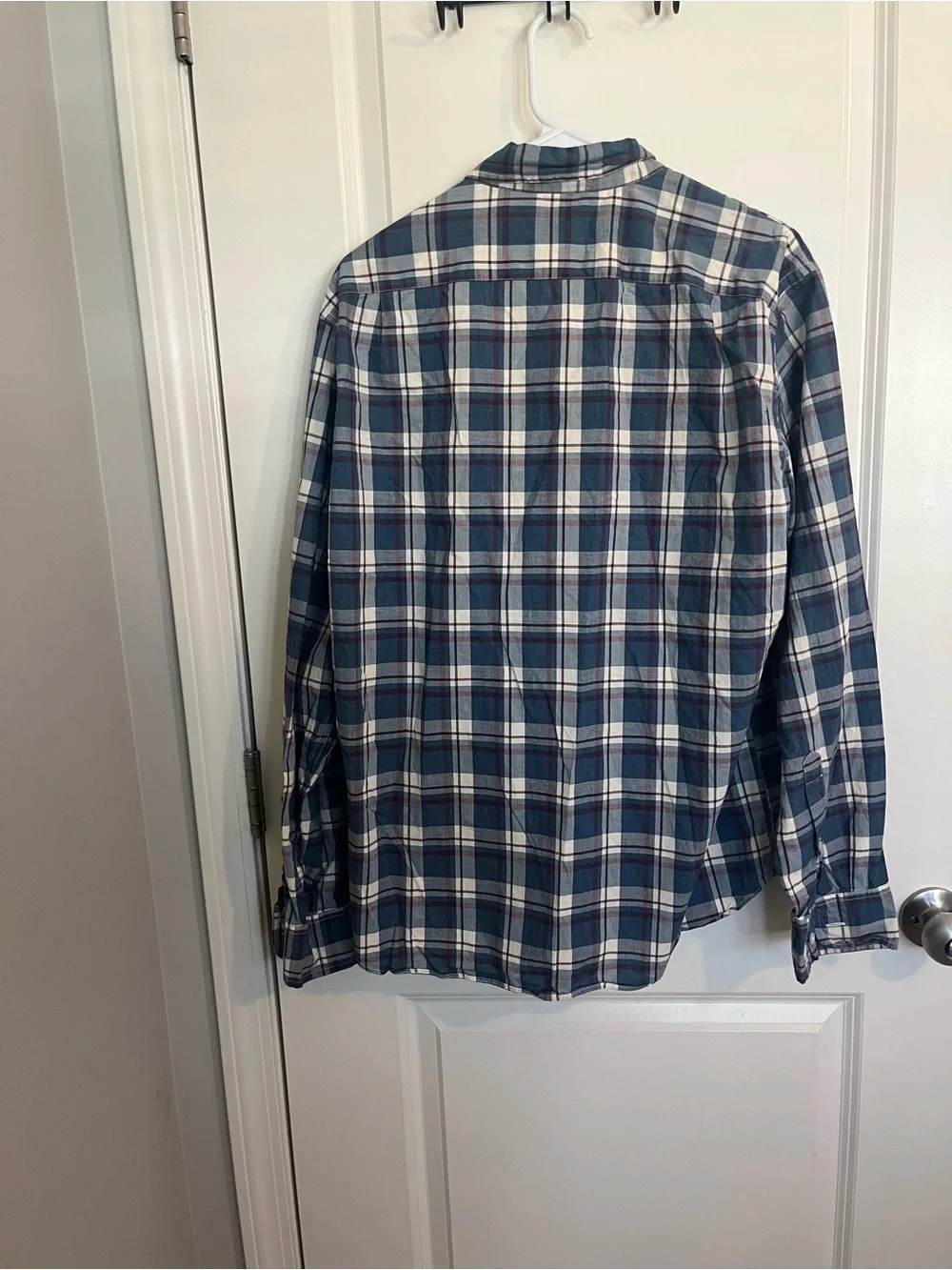 J. Crew Blue and White Plaid Cotton Button-Down Shirt